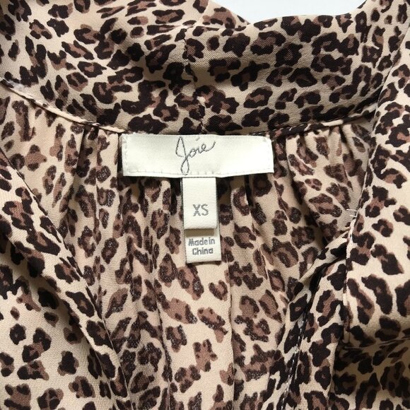 Joie Estero Leopard Print Blouse Top Shirt Womens XS Brown Black Sleeveless Silk - Picture 6 of 11